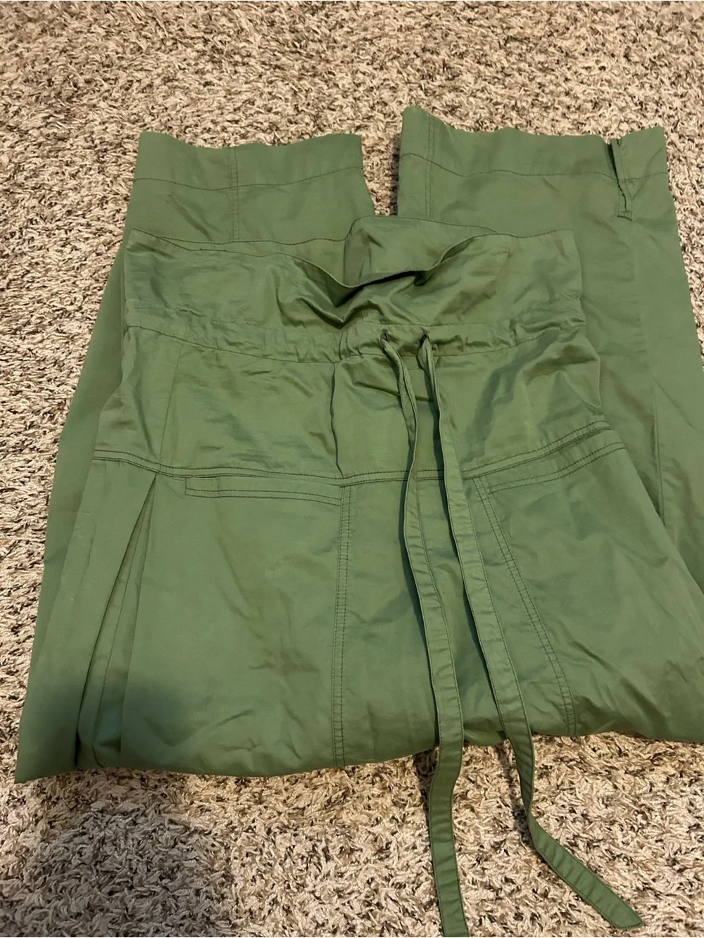 Free People NEW Paperbag Waist Pants in Mistole Green